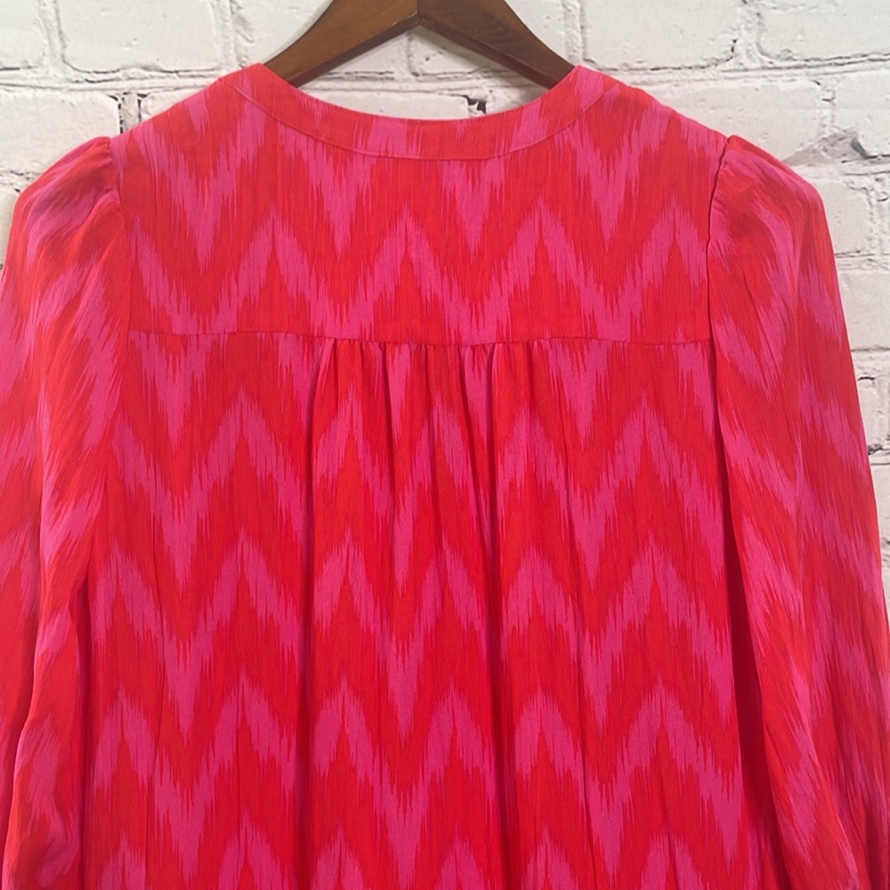Tuckernuck Pomander Place Red & Pink Long Sleeve Tiered Dress Size Small - Picture 8 of 14